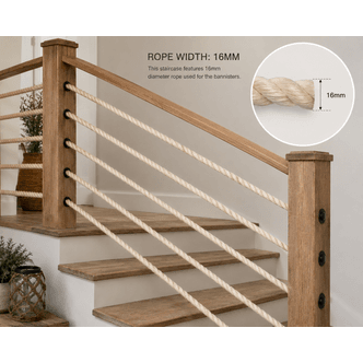 Natural 3 Strand 100% Cotton Rope for Indoor Banisters