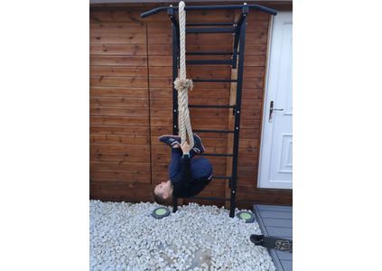 Customer image of Gym &amp; Fitness Climbing Rope with soft eye and heatshrink finish - Natural Hemp