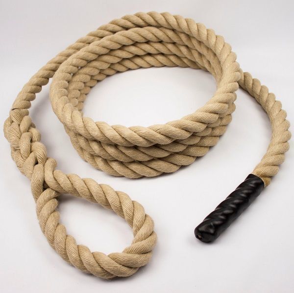 FITNESS CLIMBING ROPE 24MM X 3 METRE SYNTHETIC HEMP WITH SOFT EYE AND SHACKLE 