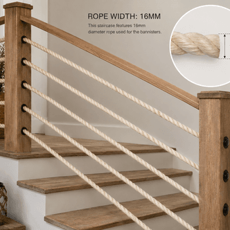Natural 3 Strand 100% Cotton Rope for Indoor Banisters